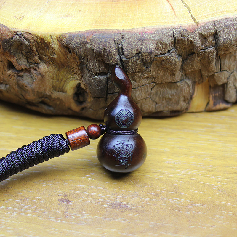 雷击枣木玉化葫芦紫薇手把件福禄随身配饰纯手工