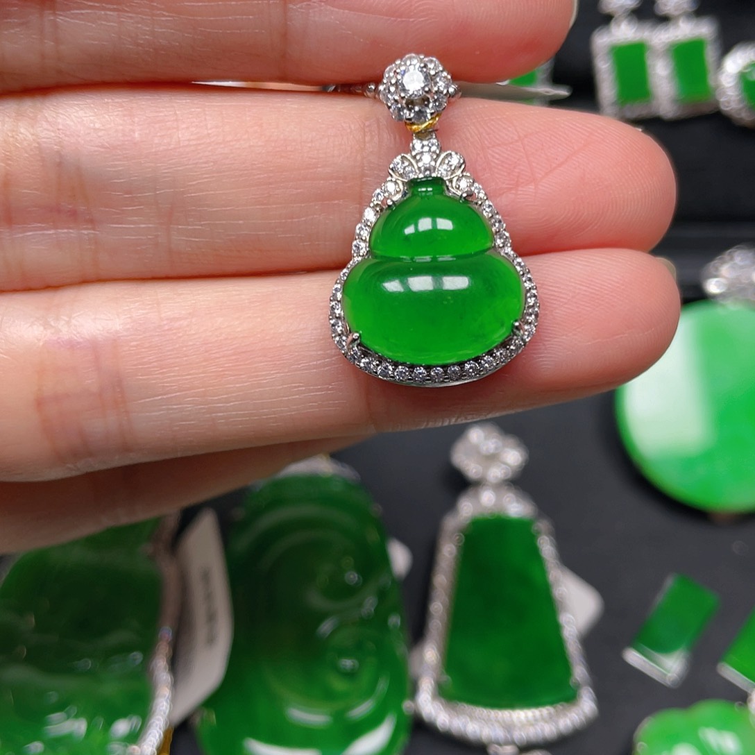 吊坠(不含链)银S925镶嵌翡翠吊坠