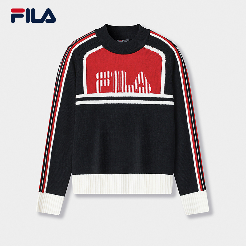 女士运动撞色百搭圆领针织毛衣F11W548401F