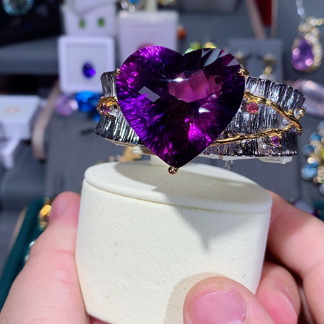 紫晶手镯银S925镶嵌美**生手镯