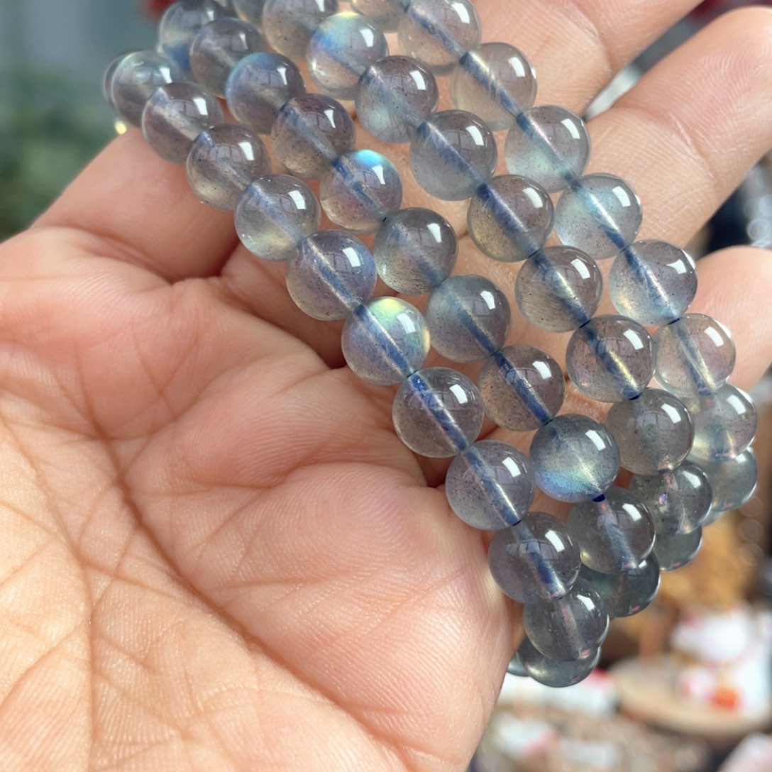 水晶手串未镶嵌7.8mm+高品灰月光手串多样性发其一