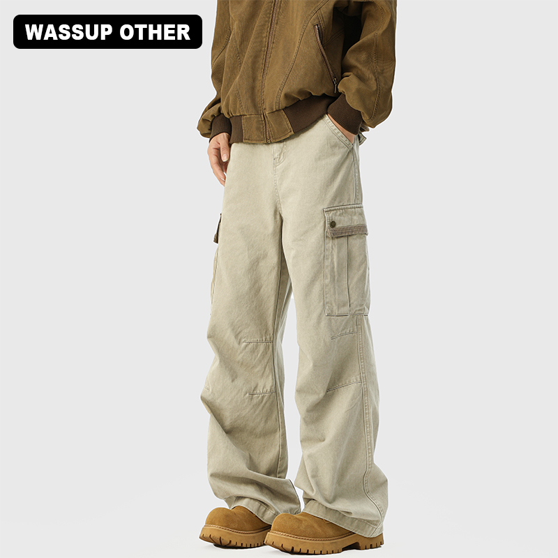 WASSUP OTHER多口袋宽松直筒工装裤男款春季潮牌垂感阔腿休闲裤子