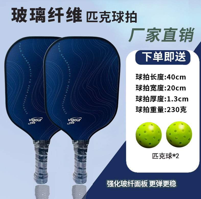 匹克球球拍1对！强化玻璃纤维 PP蜂窝 稳定耐打 弹性十足防震减负
