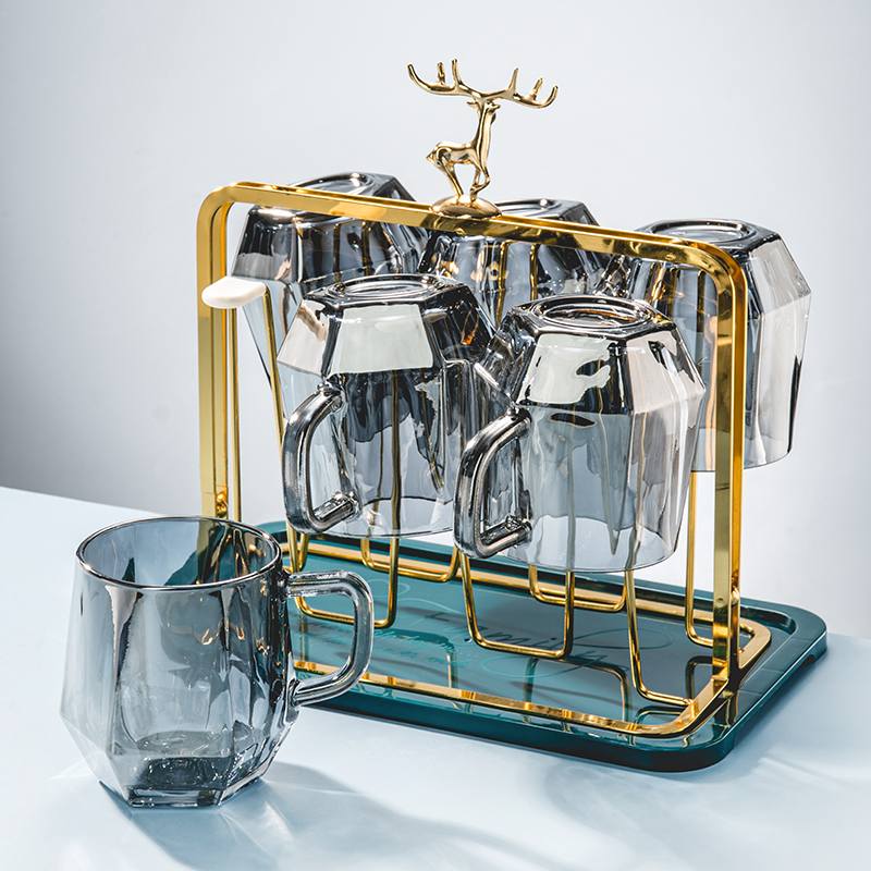 【8件套】轻奢家用耐热玻璃杯套装大容量泡茶办公杯喝水杯客厅茶具