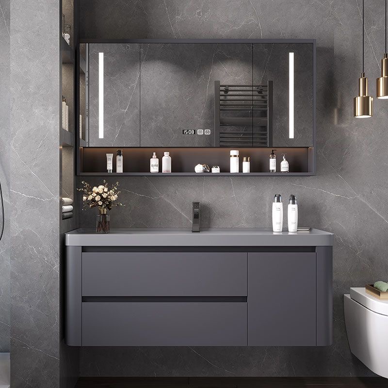 喜鹊欢现代智能浴室柜肤感一体盆洗手盆卫生间洗漱台洗脸盆柜组合