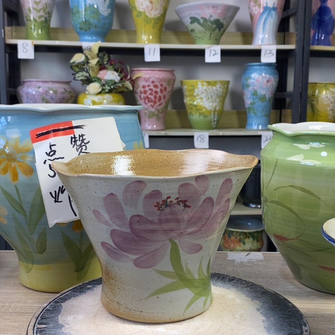 景德镇手工手绘陶瓷花盆