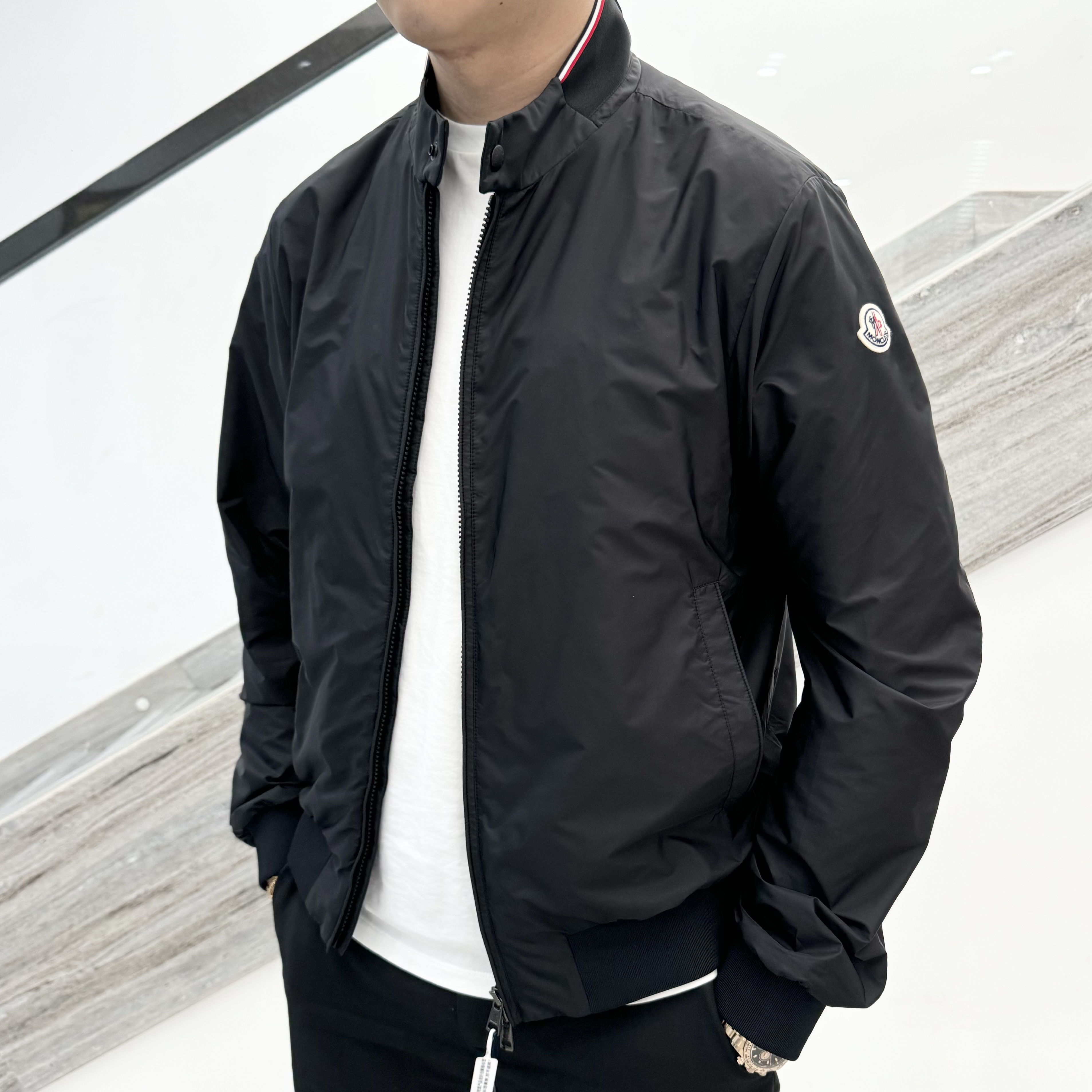 未使用 MONCLER 未使用蒙口REPPE纯色logo贴片立领休闲夹克外套深