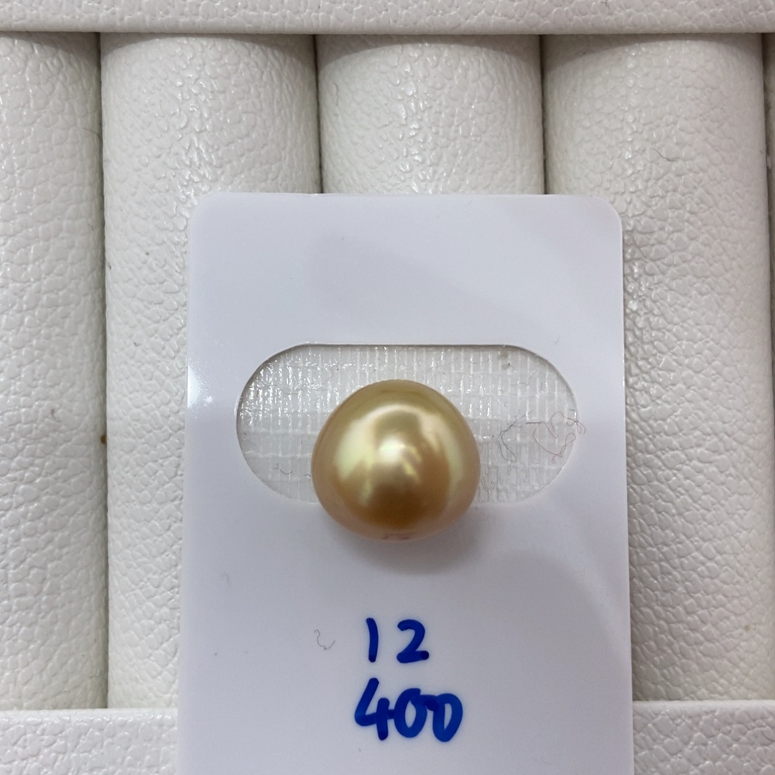 定制海水珍珠未镶嵌裸珠金珠饭团12.2mm