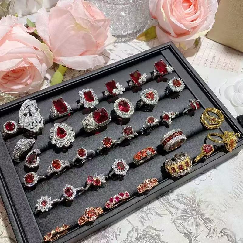 合金合成锆石戒指 随机手工合金戒指轻奢指环耳钉手链任意一款