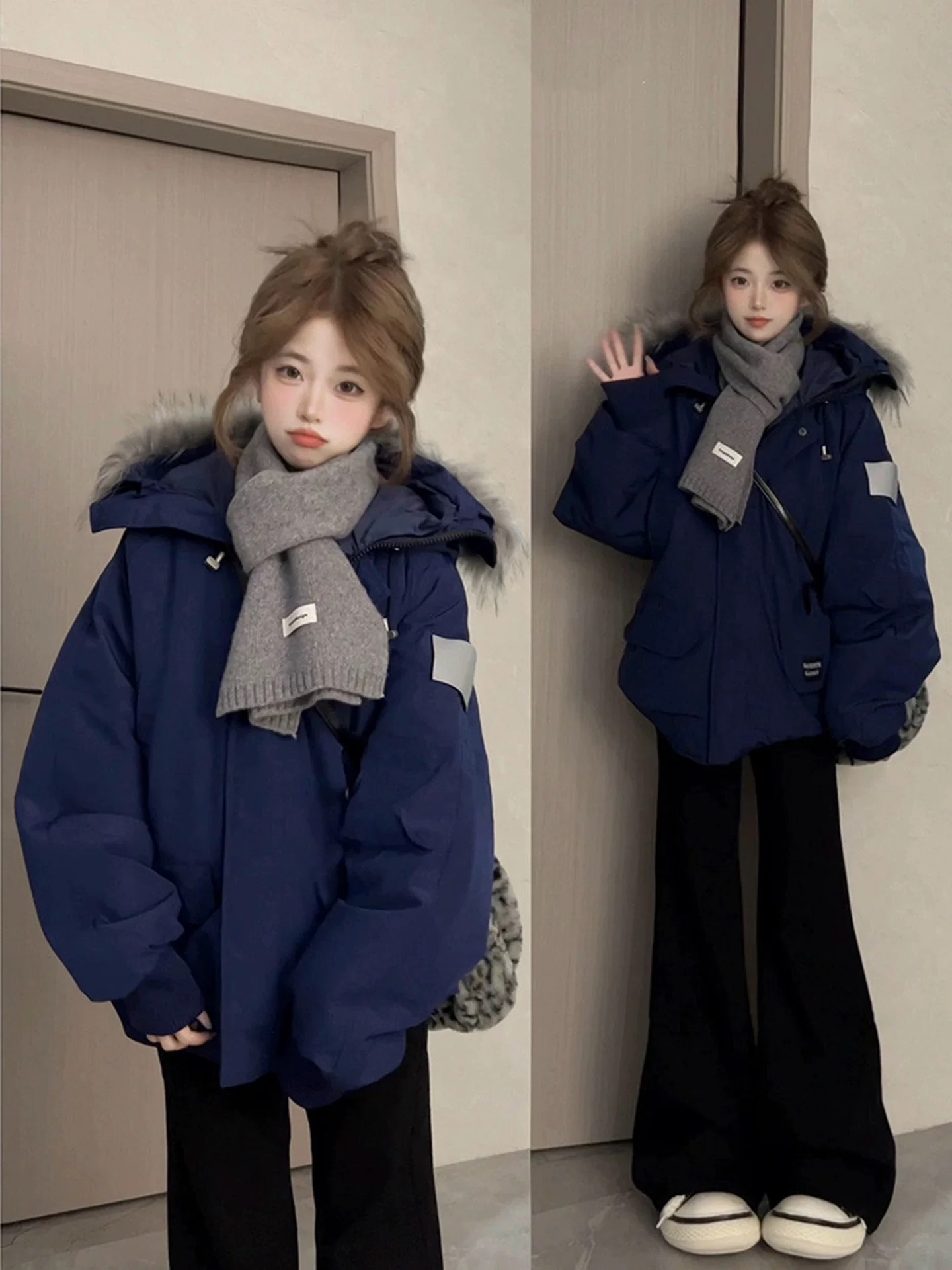 真的很好看工装派克服棉服女冬季2025年新款加厚宽松棉衣学生外套