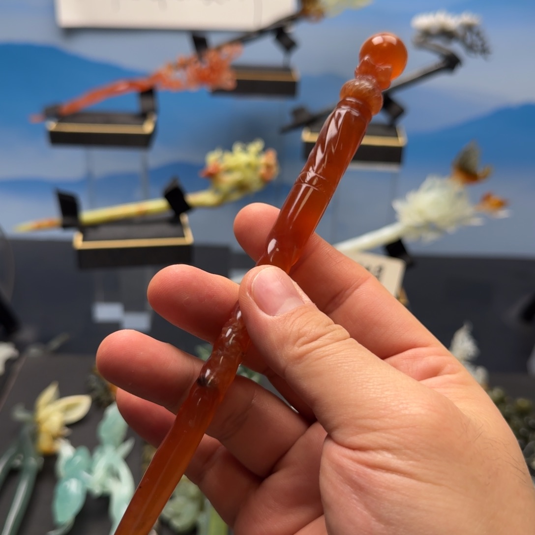 岫玉发簪未镶嵌小*