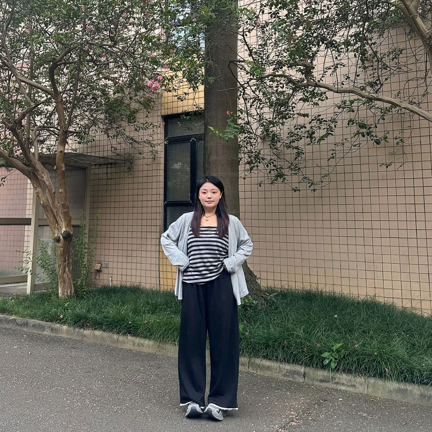 JINGJING【云朵空气裤】大码秋季新款空气棉蕾丝拼接松紧腰阔腿裤