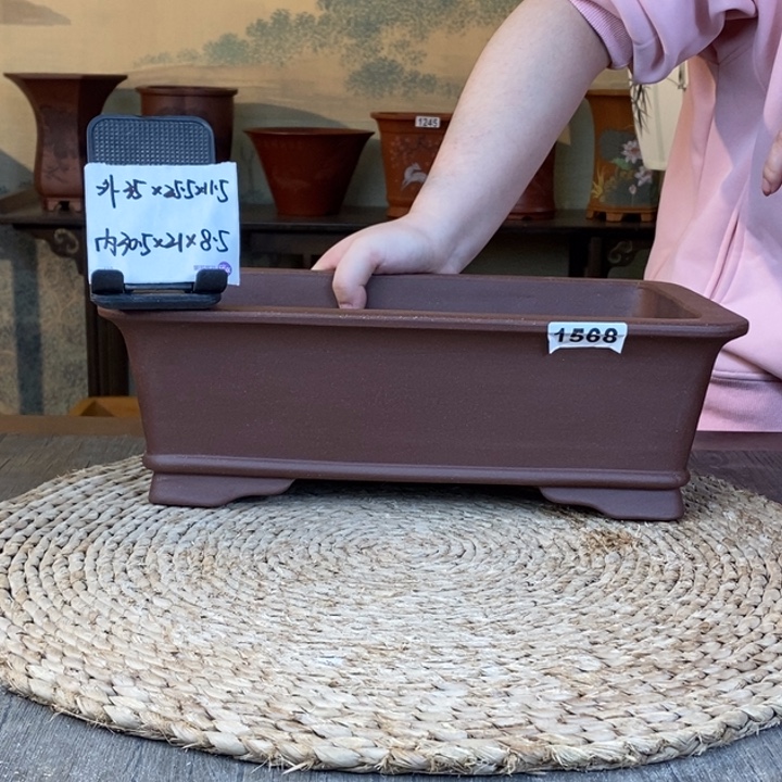 花盆紫砂   特价紫泥飘口长方1568