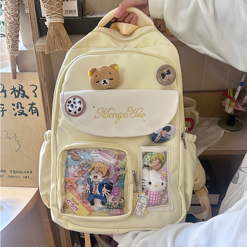 呜咚小铺原创日常学院风双肩斜挎二次元透明吧唧校园大容量痛包女