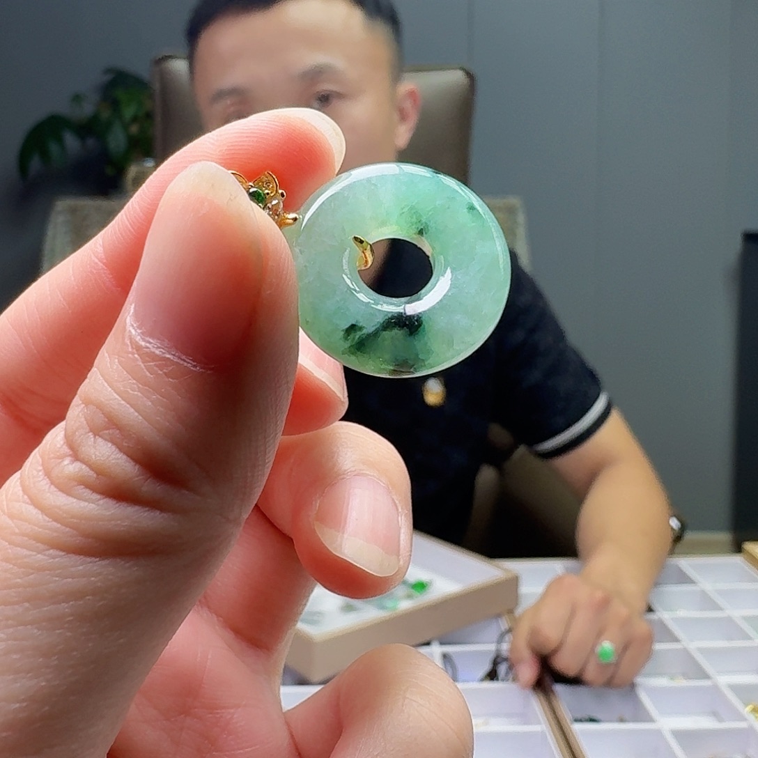 翡翠银S925镶嵌吊坠(不含链)天然