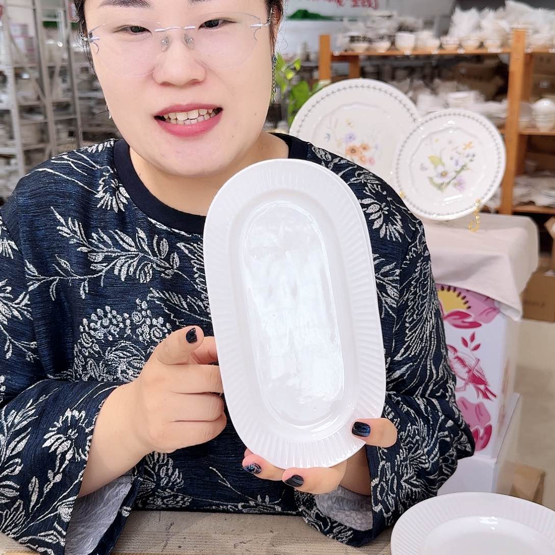 骨瓷骨瓷8英寸20cm小鱼盘4只外贸骨瓷