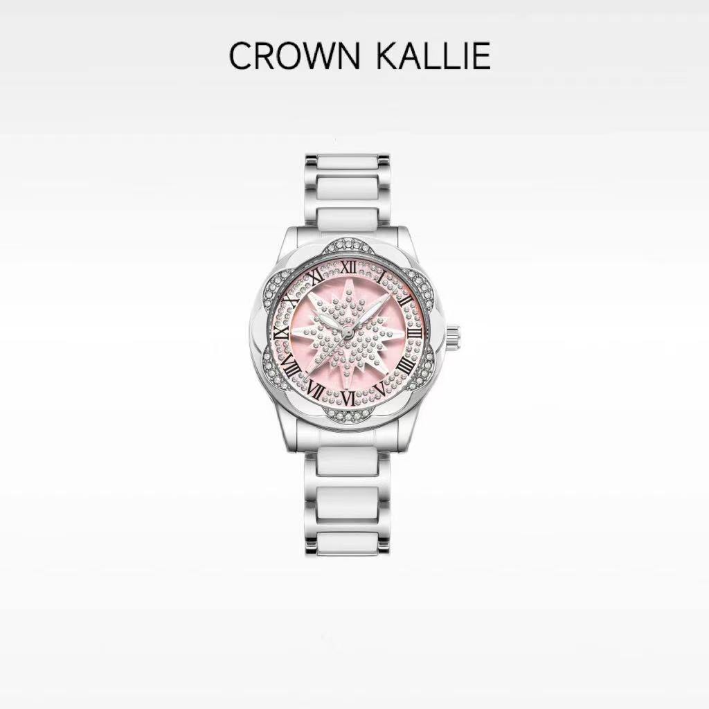 Crown Kallie【旋转雪花】满天星系列旋转粉盘设计感女士腕表ck8123