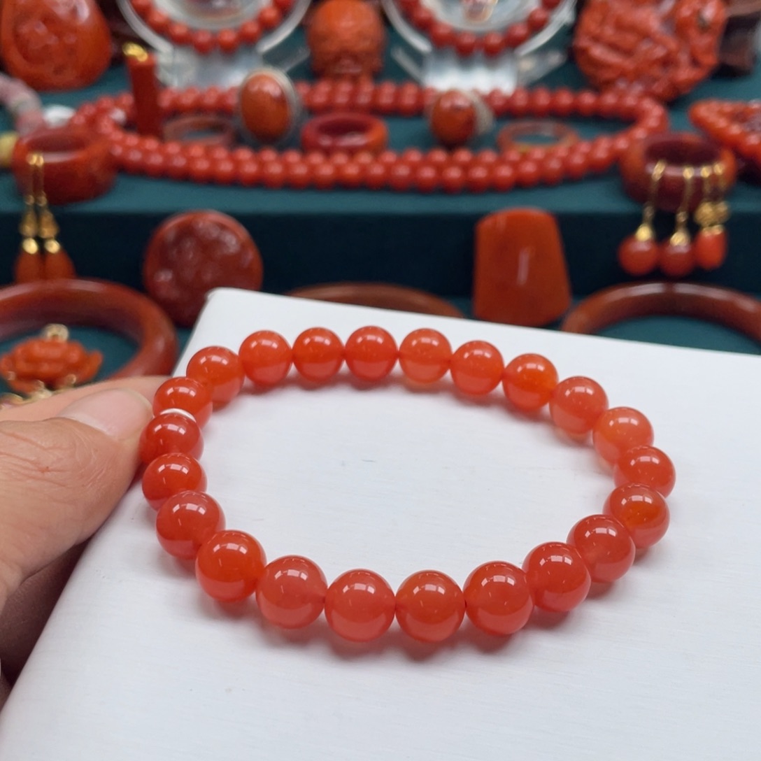 南红玛瑙冰红南红手串9mm未镶嵌