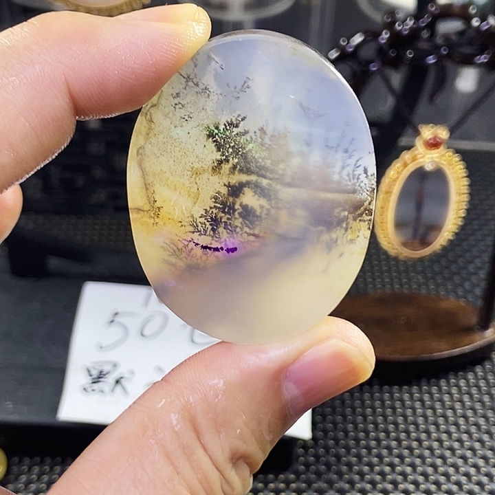 合成碳硅石非金属时尚图纹画面石饰品