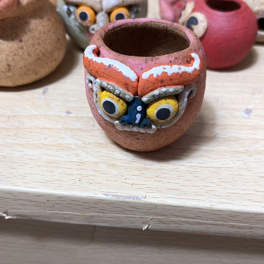 泥塑古镇炻陶花盆