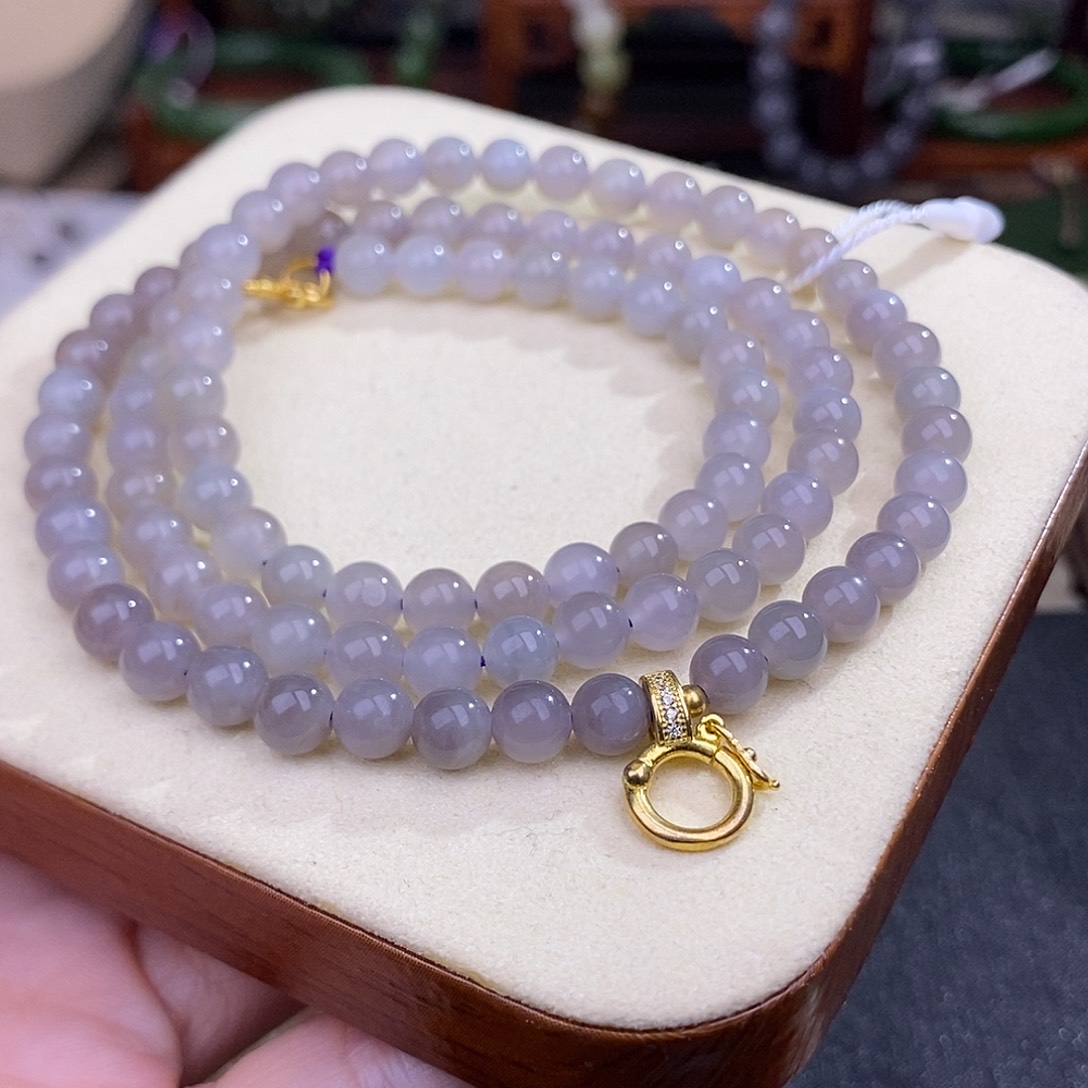 和田玉烟紫清货价约6MM未镶嵌