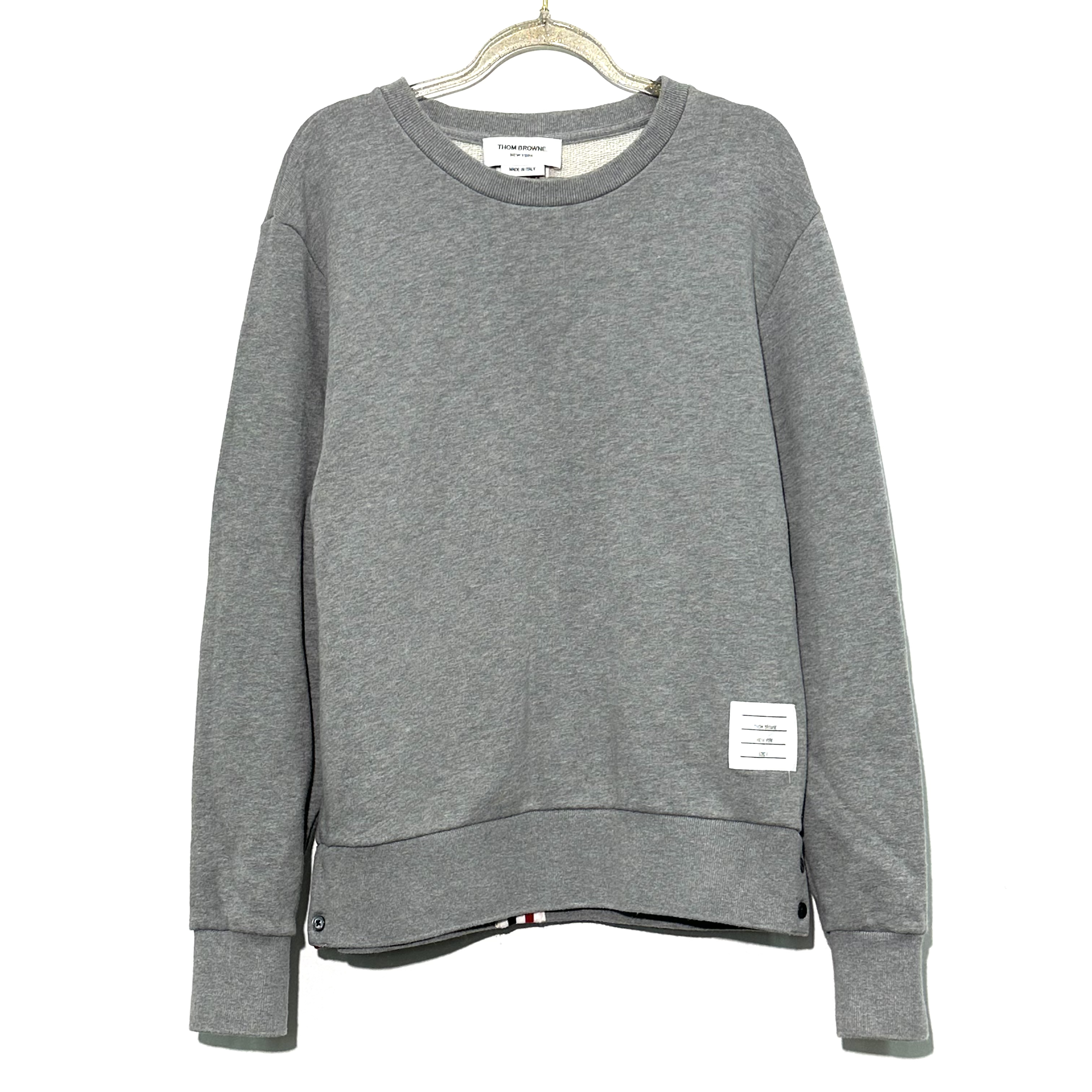 99新 THOMBROWNE 1码 后背三条纹灰色卫衣 0593