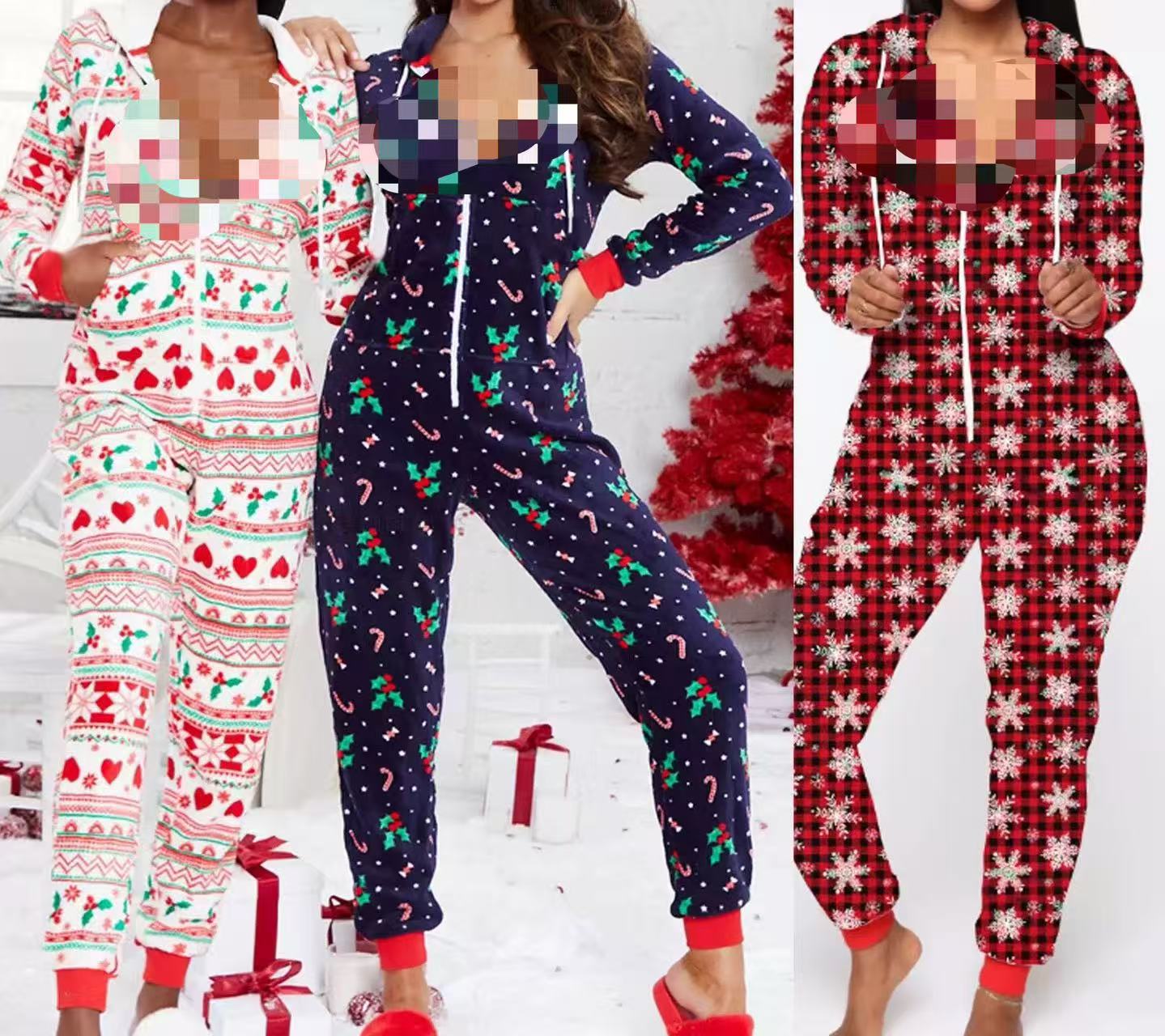 大童家居服保暖裤睡衣连帽高腰