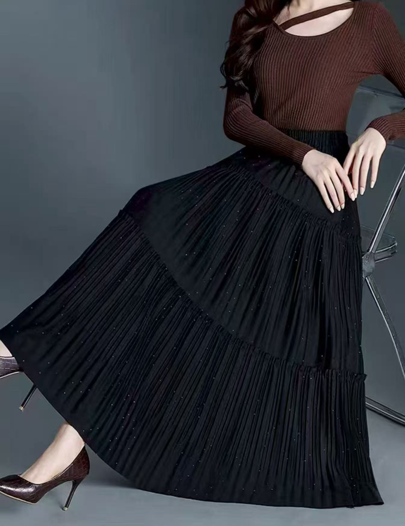 5835满天星百搭加大秋冬加厚款半裙