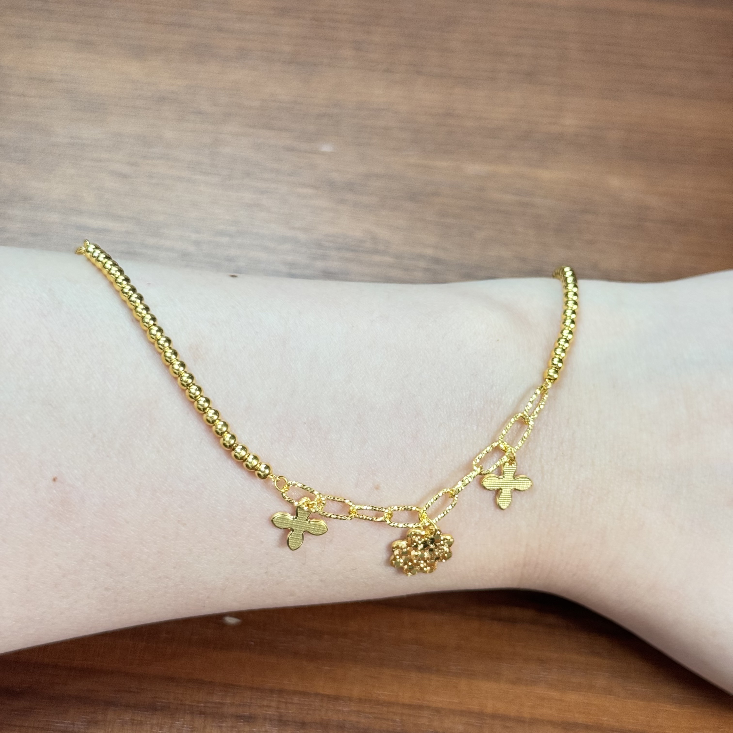 小飞专属 J【金珠花花手链】足金999精工首饰手链