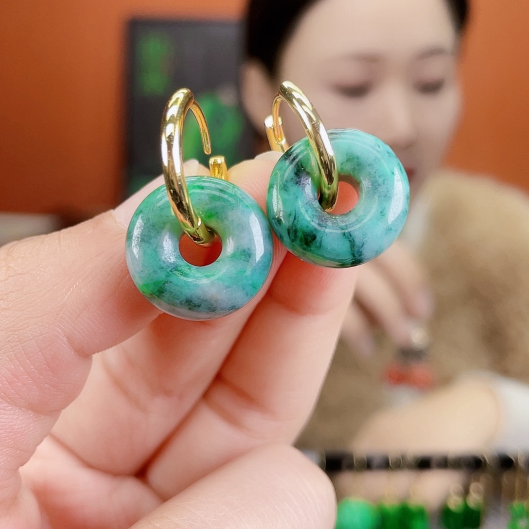 翡翠未镶嵌耳饰饰品