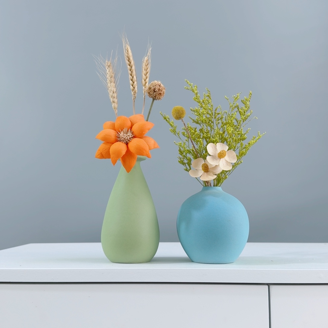 摆件陶瓷花瓶摆件含花总高约20-30cm