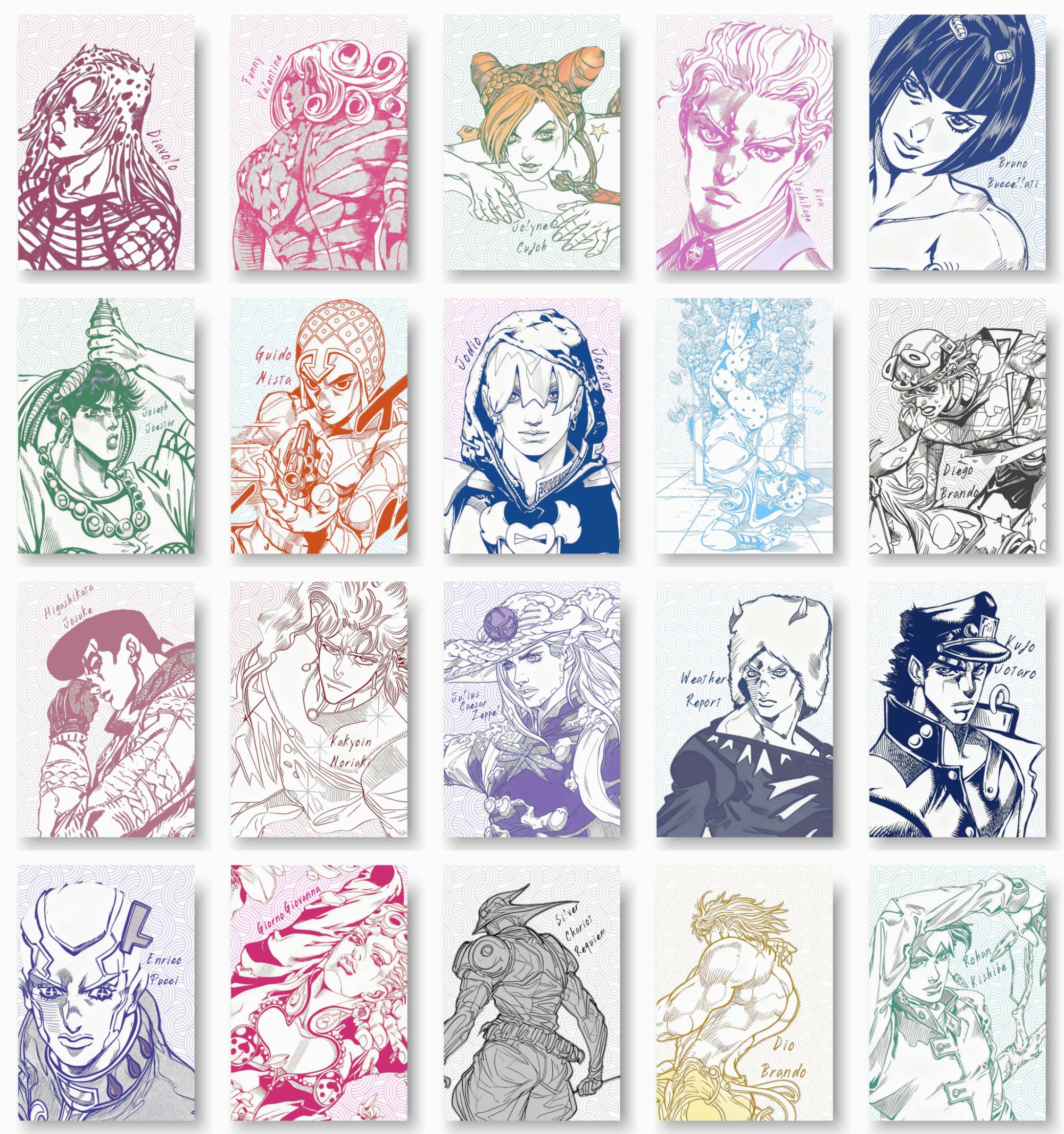 【现货】【JOJO】jojo云纹线稿明信片（默认代拆）【非官谷介意勿拍】