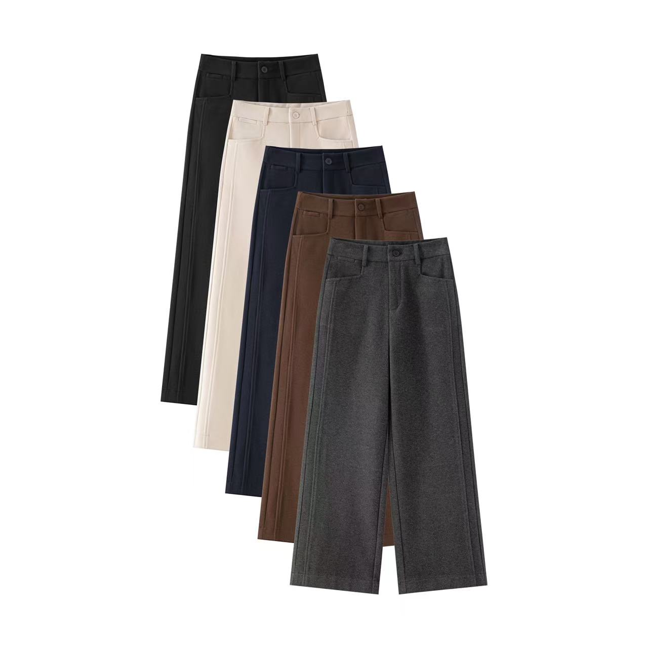 【加厚保暖】2025冬季新品高腰百搭修身显瘦直筒女裤阔腿裤裤子秋冬