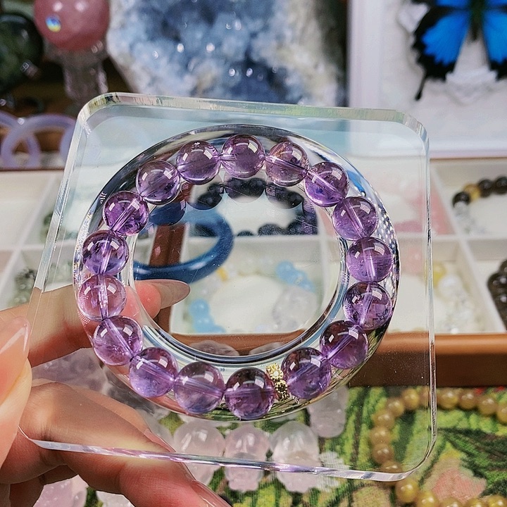 水晶手链未镶嵌天然巴西紫水晶手链10mm