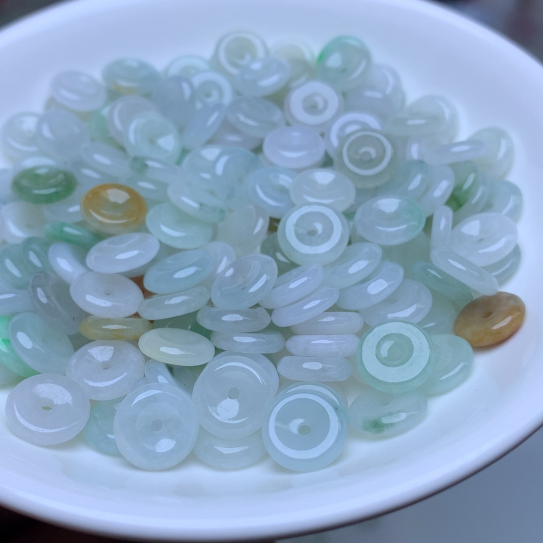 【闪购商品】未镶嵌手链翡翠卡9冰三彩平安扣20个