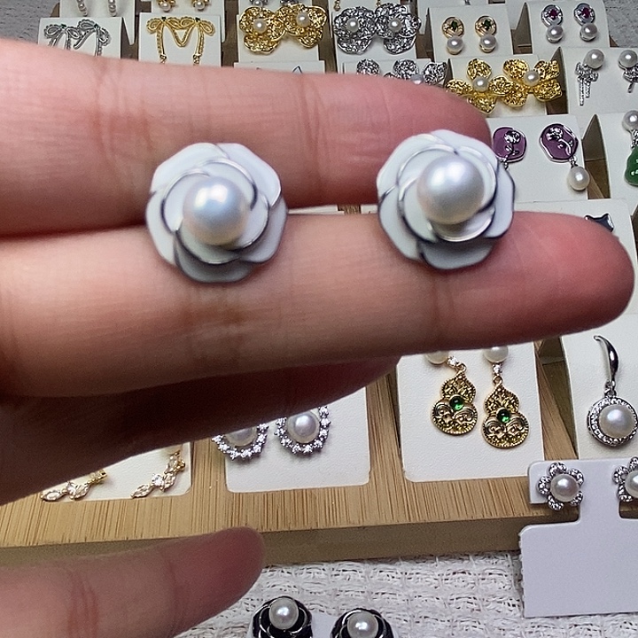 淡水珍珠耳饰银S925镶嵌