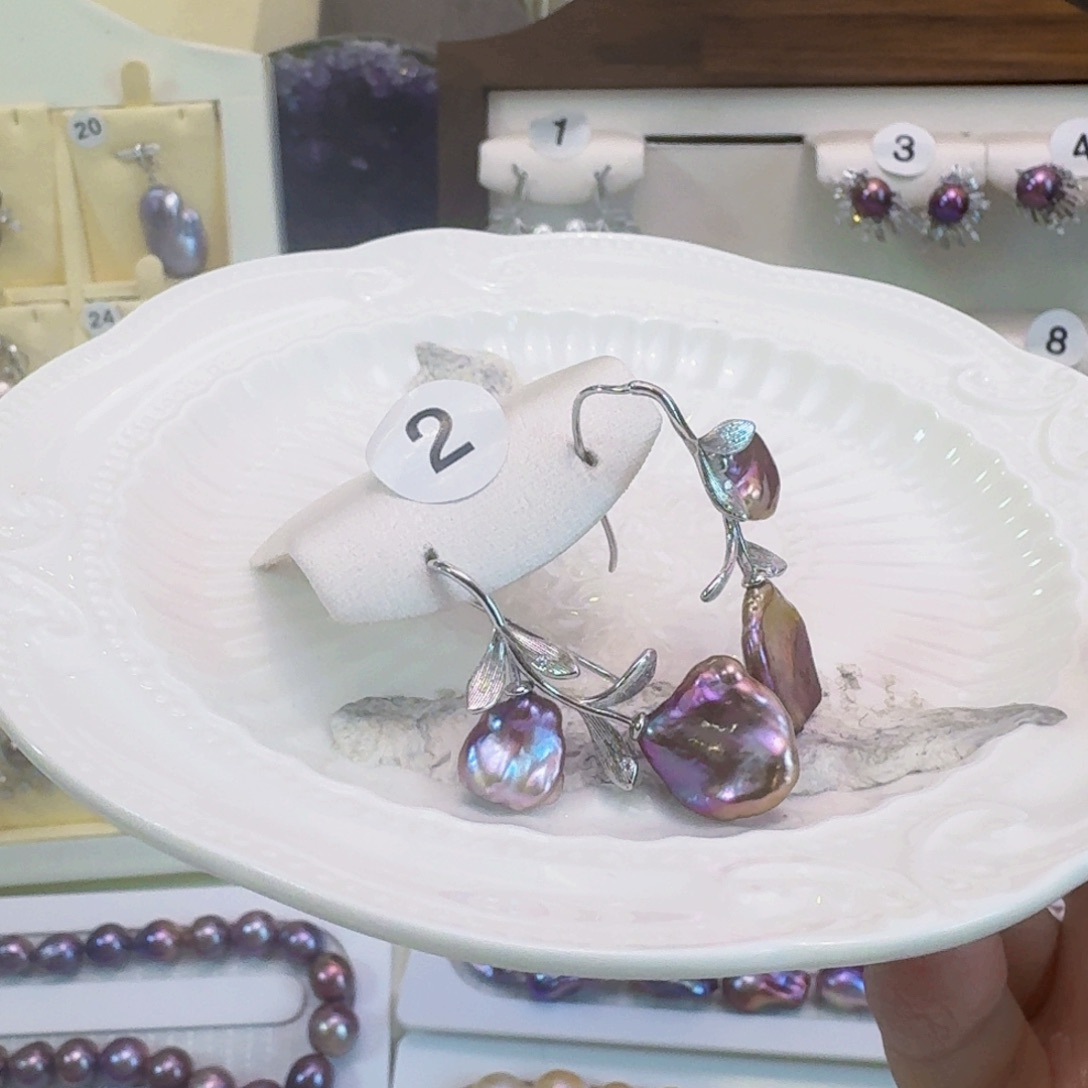 淡水珍珠耳饰未镶嵌红***阳