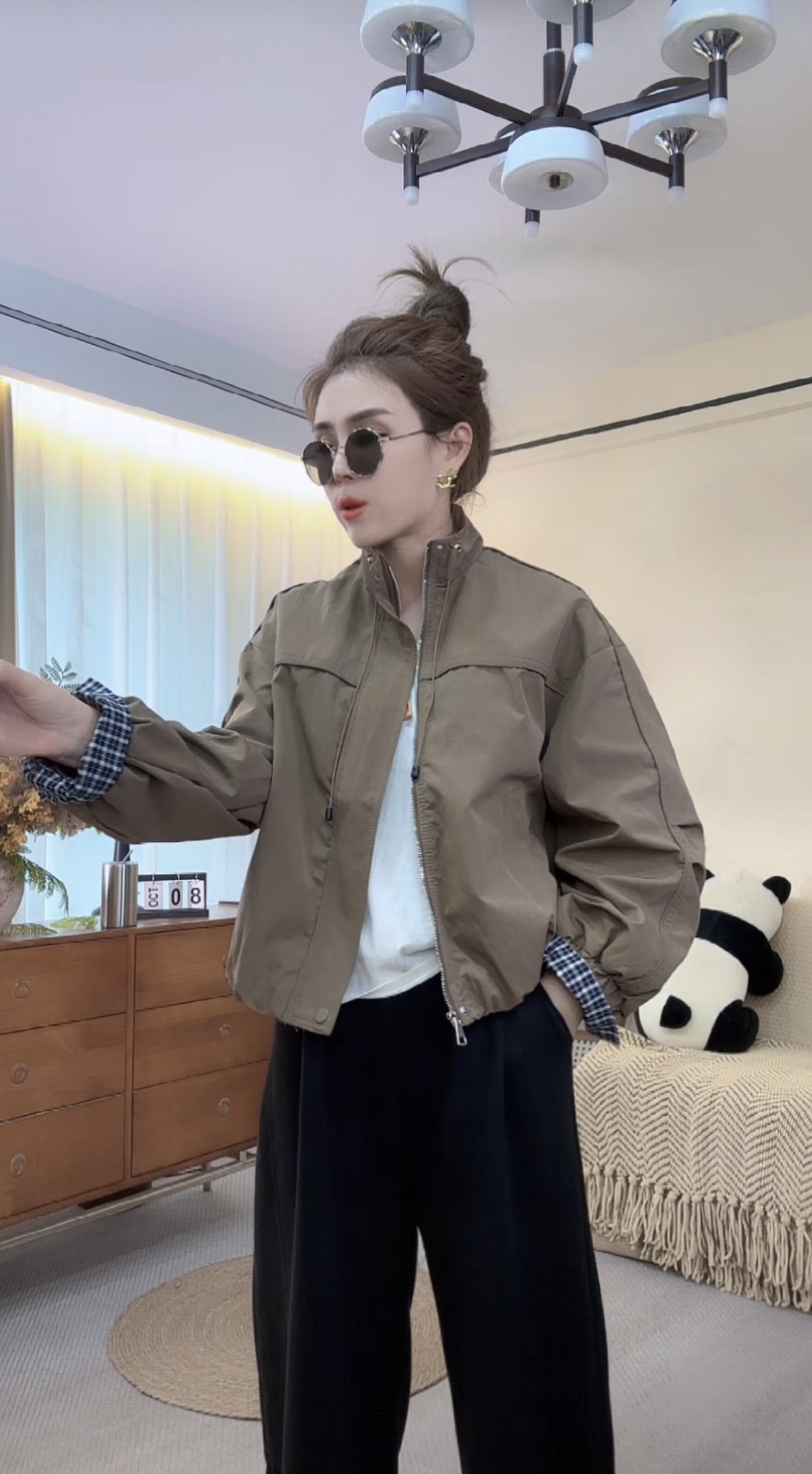 【枫叶摩卡】韩版立领冲锋衣外套女2025春秋新款宽松休闲服短款夹克