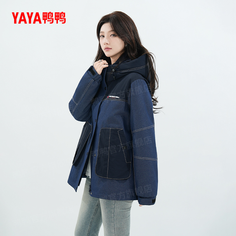 YAYA/鸭鸭羽绒服时尚都市秋冬防风加绒宽松外套DT50919013W