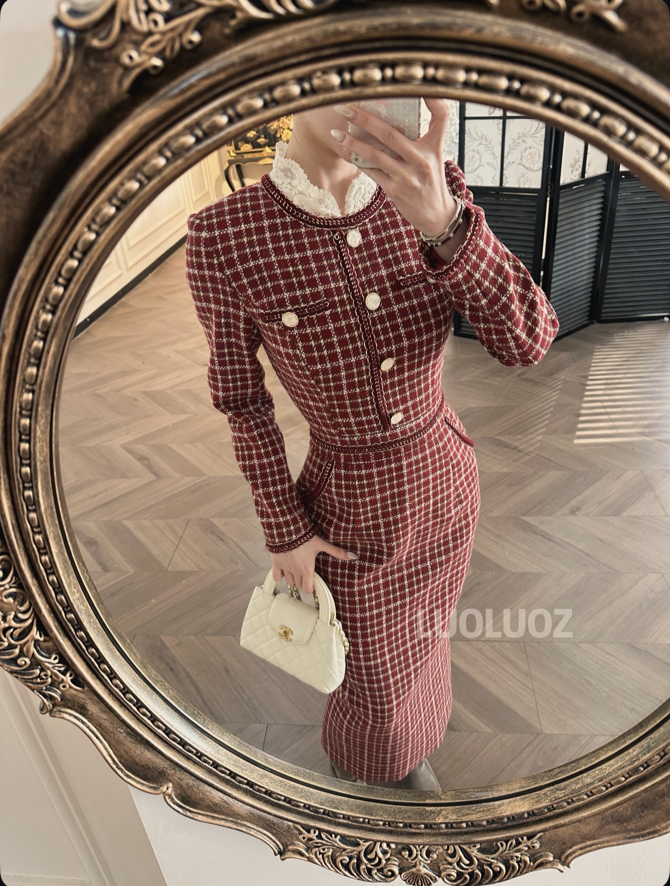 【现货】LUOLUOZ【星垂晚境】拼接花边绝美色系长款收腰连衣裙JF1137