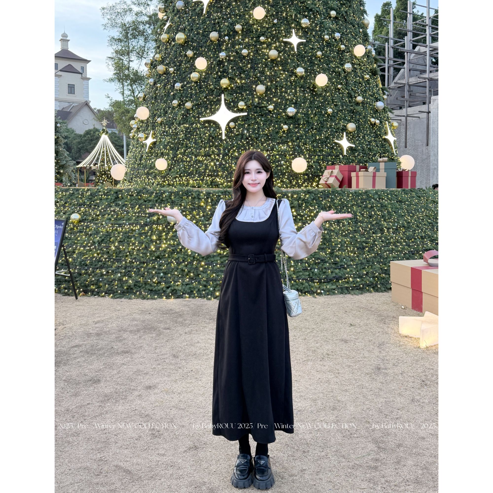 【莉莉丝山茶】温与柔 可以叫你姐姐吗~ 假两件拼接显瘦遮肉连衣裙