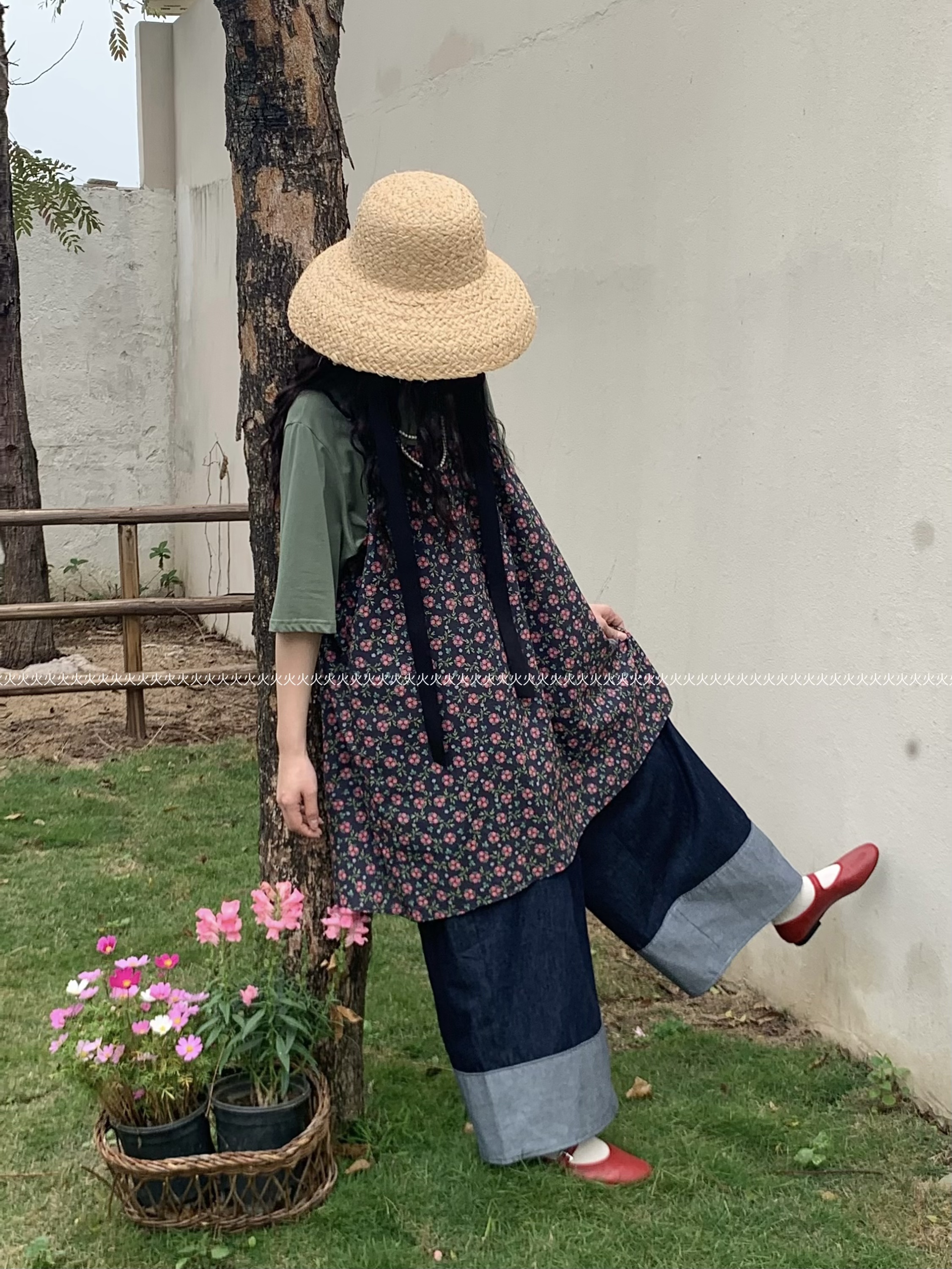 火火【小碎花】新款春夏吊带碎花花花洋气可调节宽松叠穿女背心裙