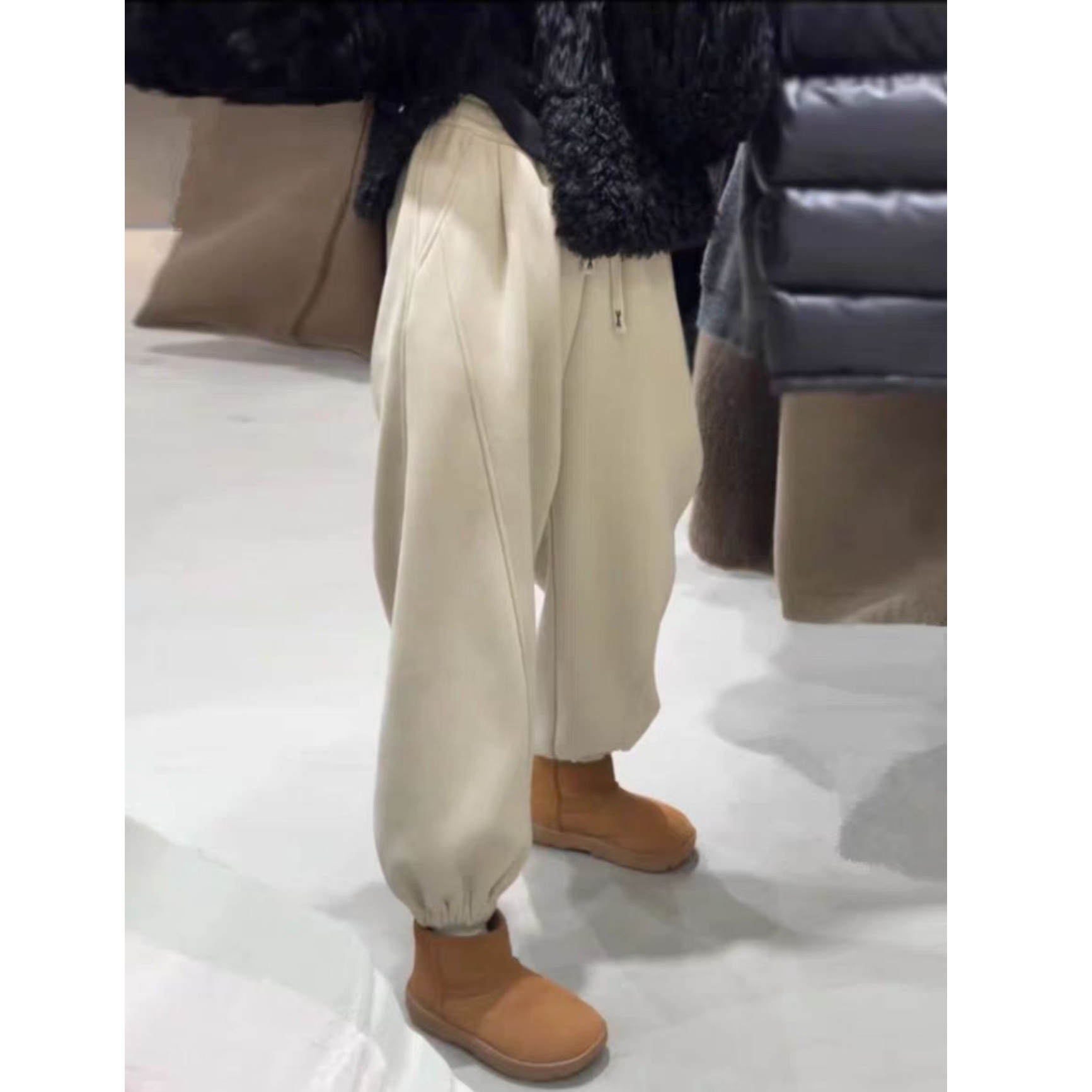 （柚子同款）冬款奥利绒时尚休闲束口卫裤加绒6682