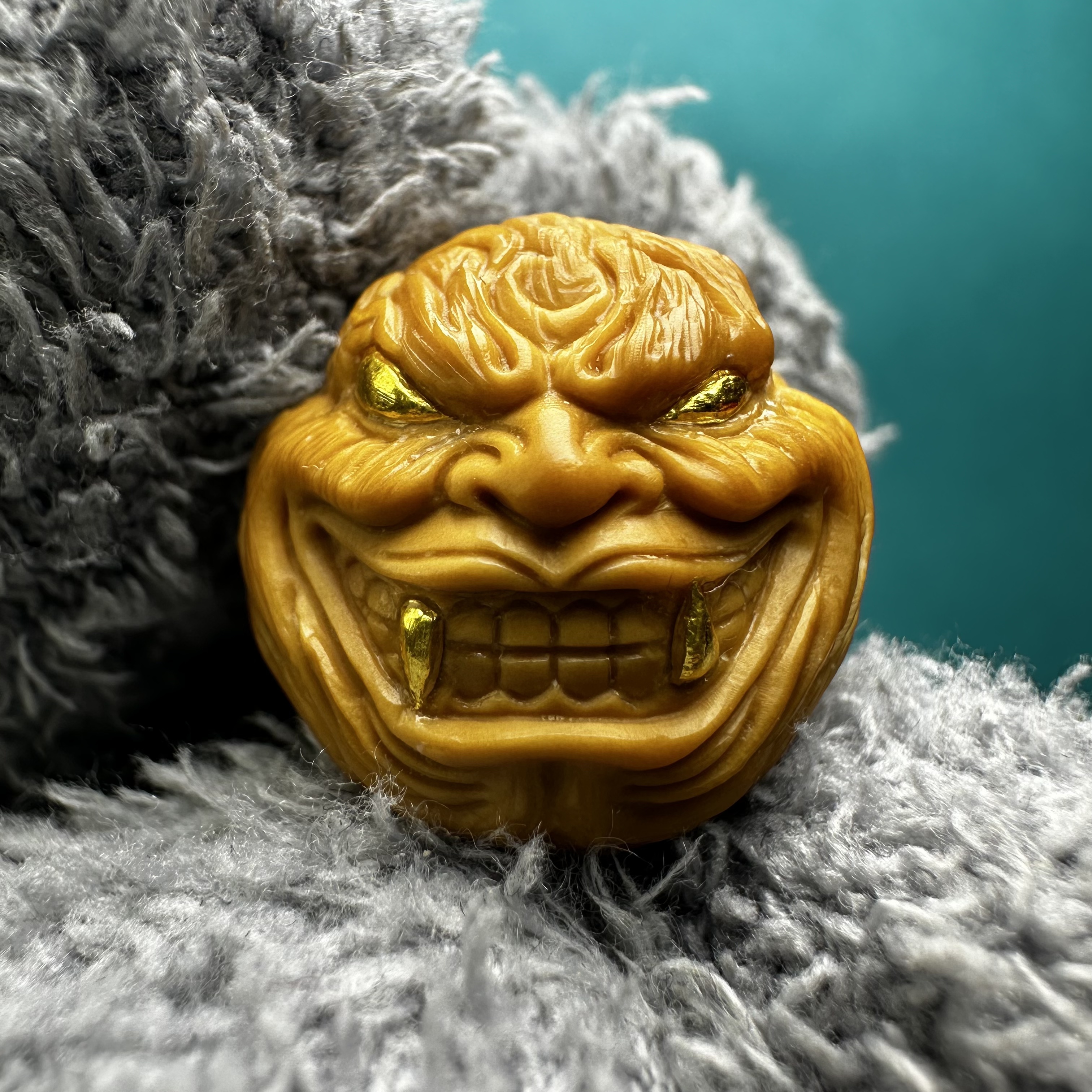 瑞林手作【赤嗔恶相】猴头单颗雕刻半手工精工镶嵌配饰顶珠配串搭配