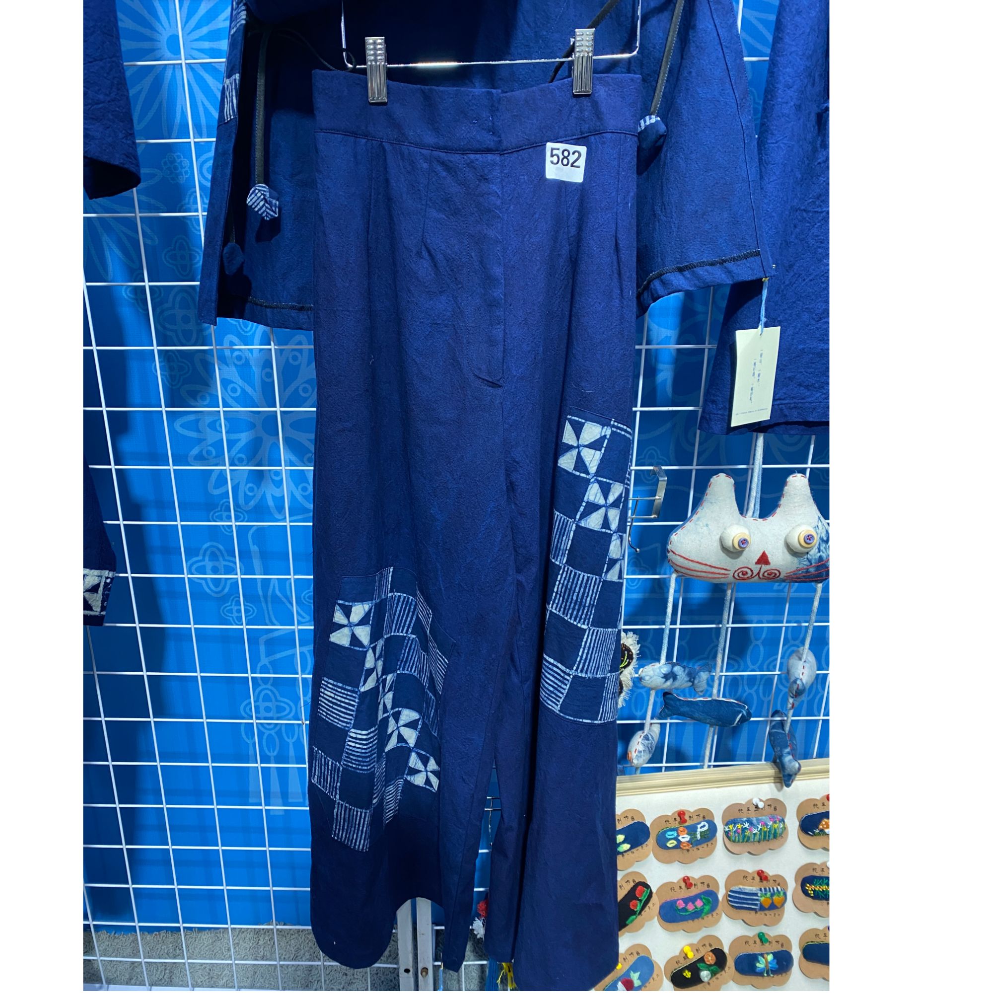 【励志工坊】582格子蜡染老布长裤