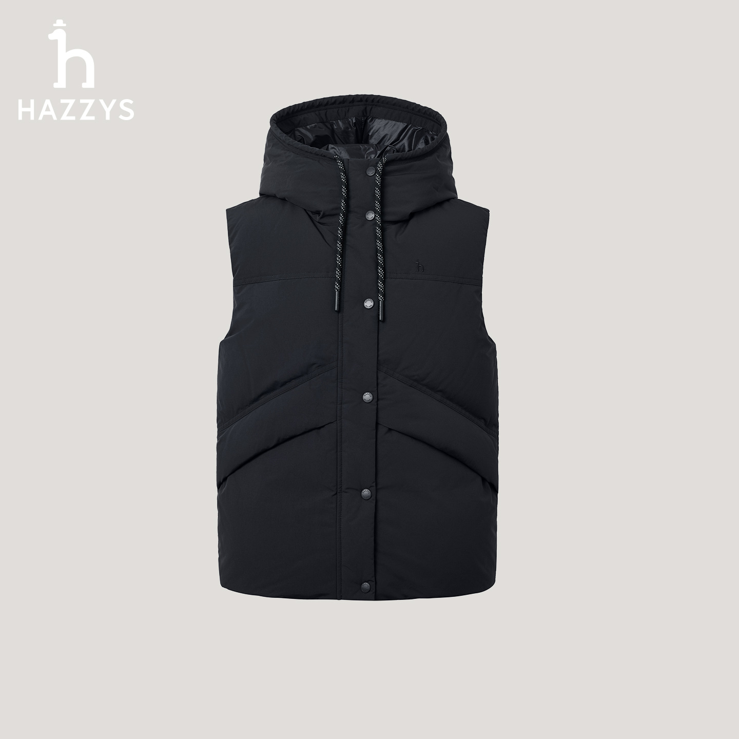 【商场同款】HAZZYS冬季女士时尚保暖羽绒马甲纯色舒适无袖羽绒服
