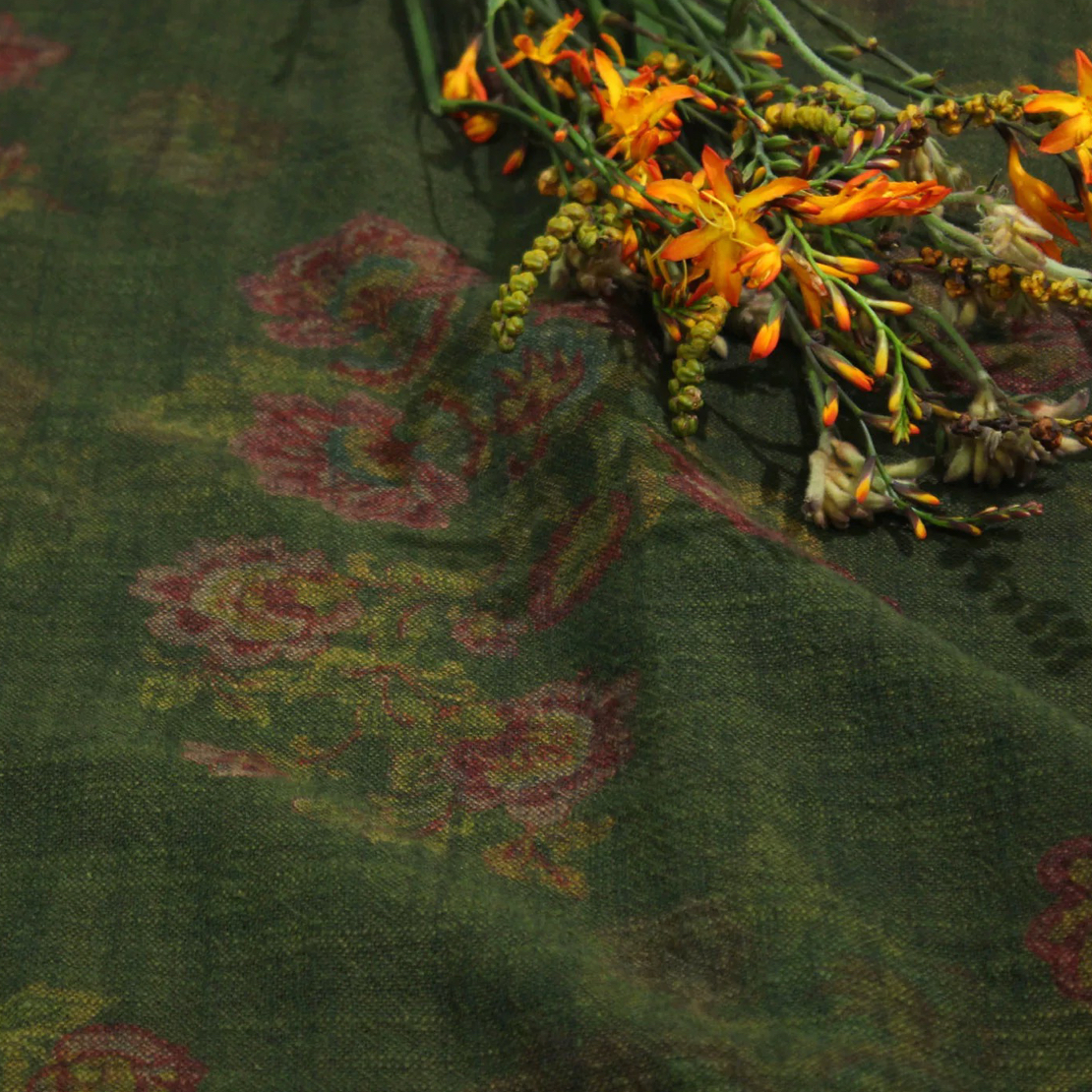 原创7支古风色织亚麻棉双层印面料【定制类不支持七天无理由】