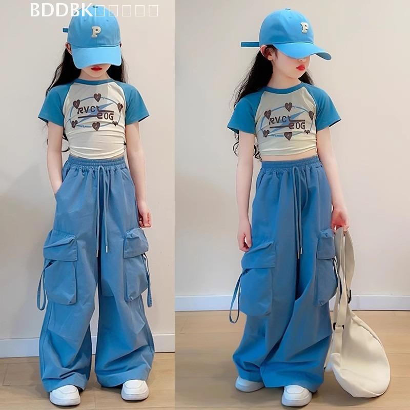 Dou女童裤子美式辣妹2025夏季薄款休闲洋气中大童嘻哈街舞工装裤