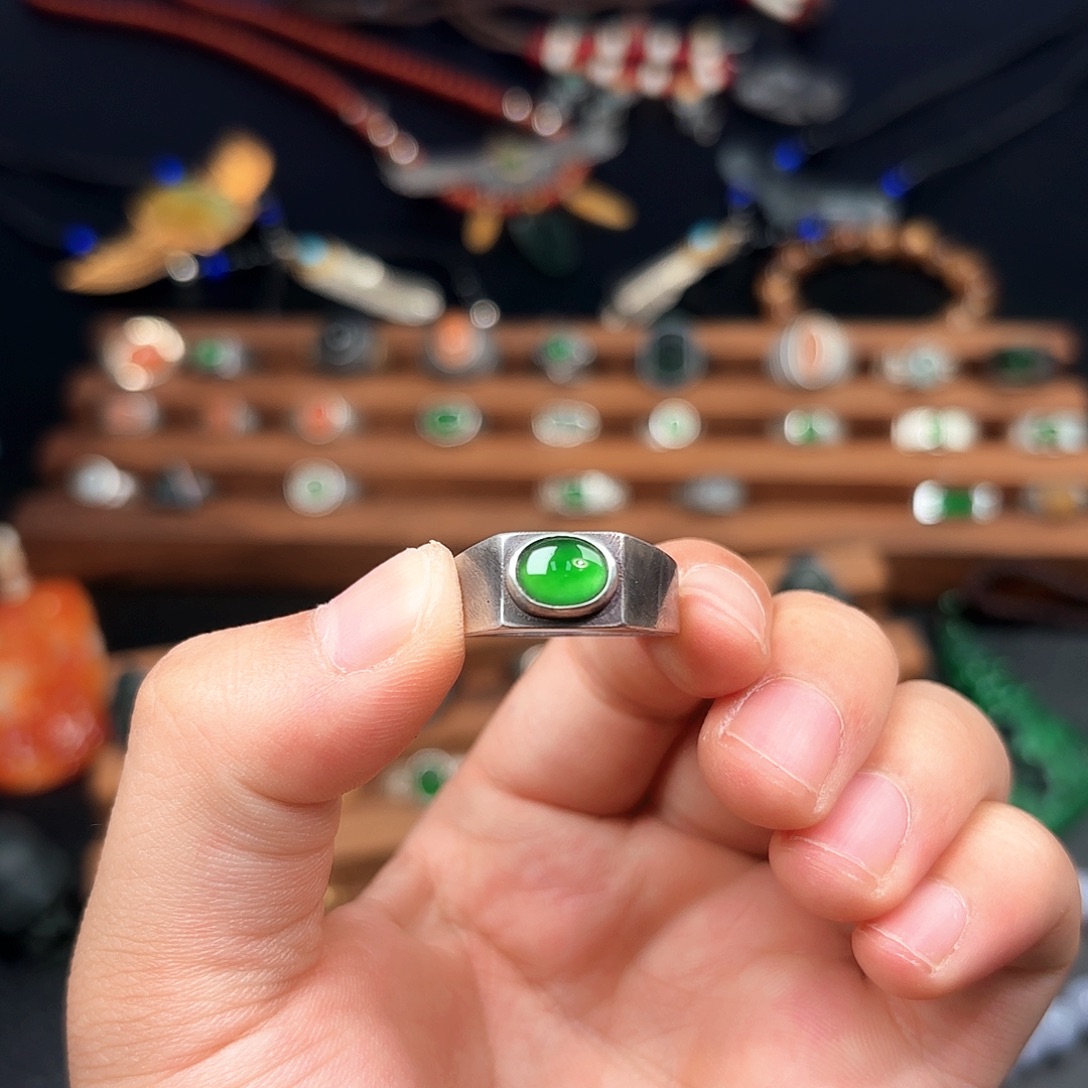 十***.翡翠银S925镶嵌戒指