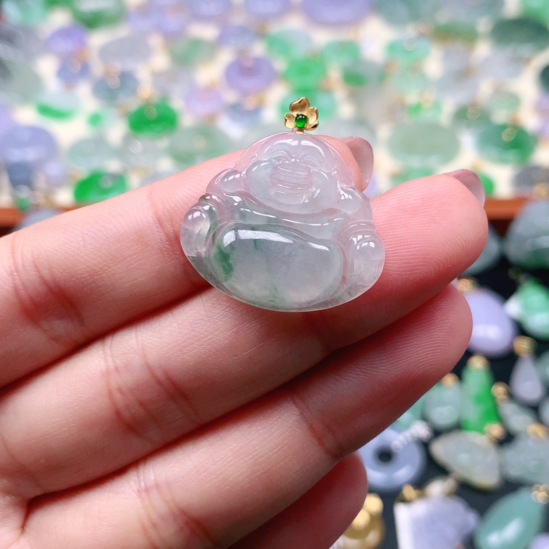 翡翠18K金镶嵌吊坠(不含链)